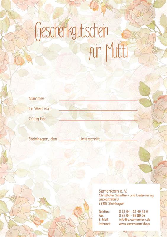 Geschenkgutschein - Muttertag "für Mutti"