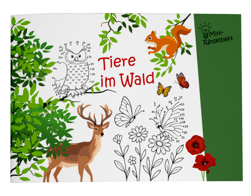 Mini-Rätselheft - Tiere im Wald  / Heft