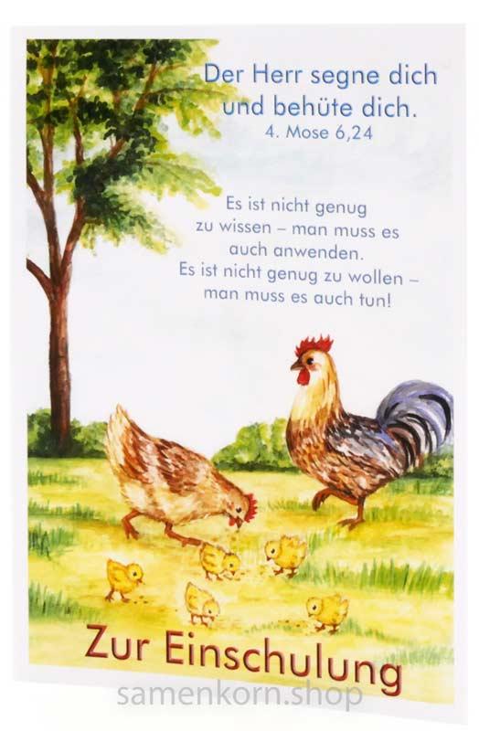 Doppelkarte zur Einschulung (Hahn)