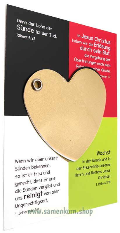 Verteilkarte zum "Wortlosen Buch" mit Herz, deutsch