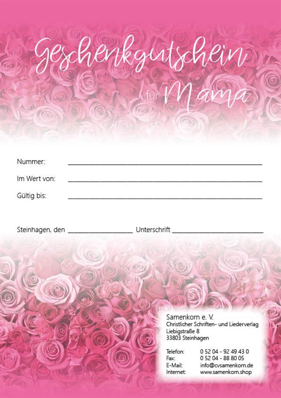 Geschenkgutschein - Muttertag "für Mama"