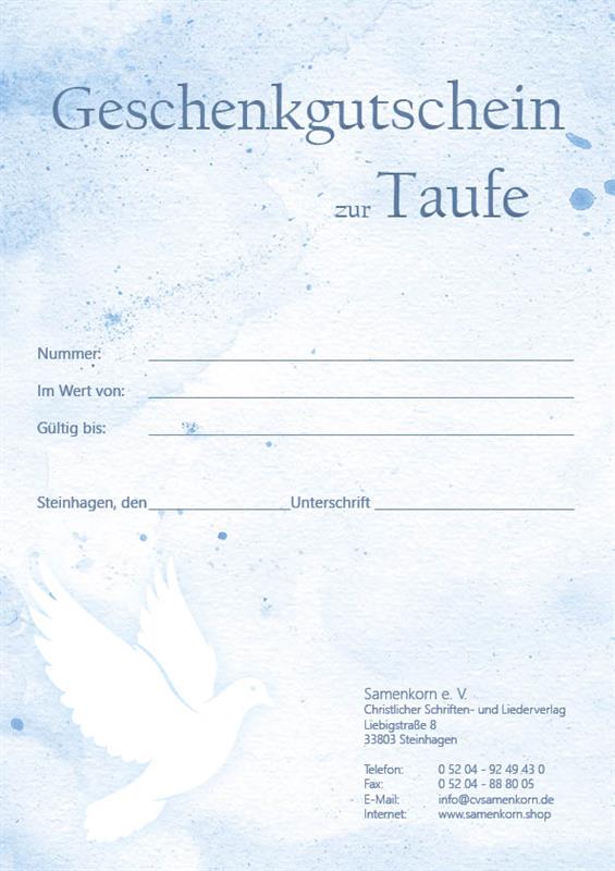 Geschenkgutschein zur Taufe