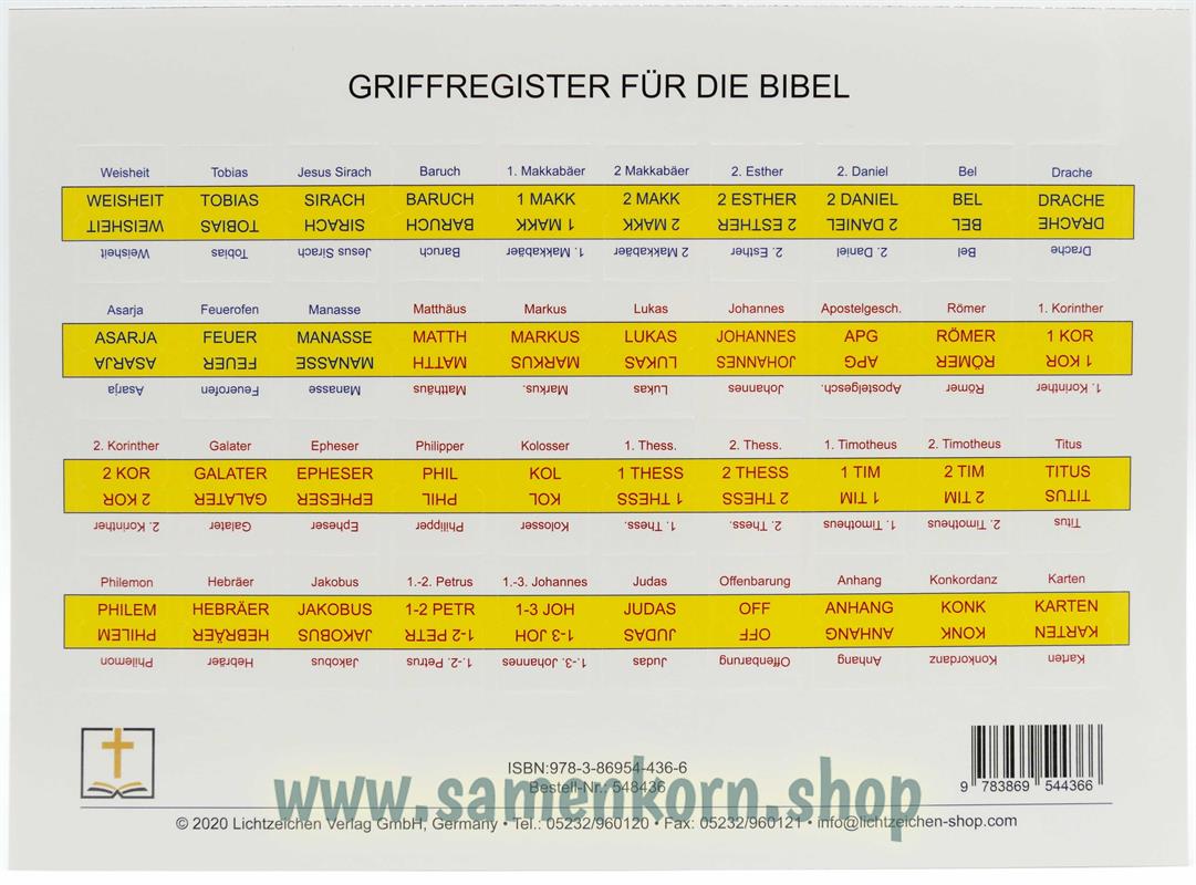 Griffregister für die Bibel in Deutsch