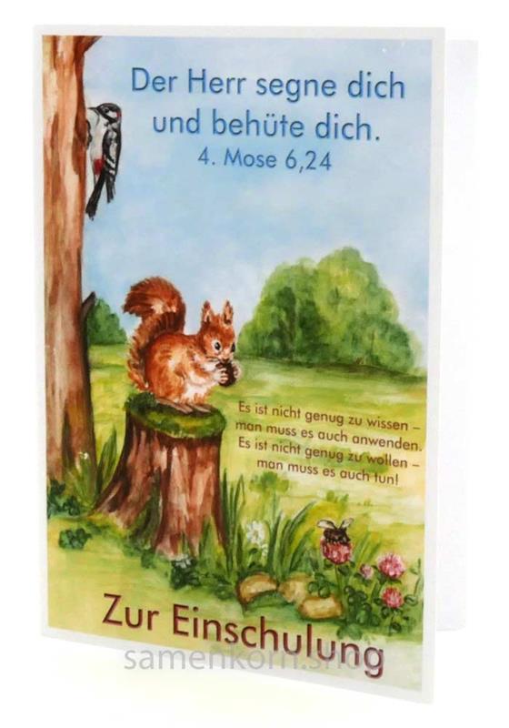 Doppelkarte zur Einschulung (Eichhörnchen)