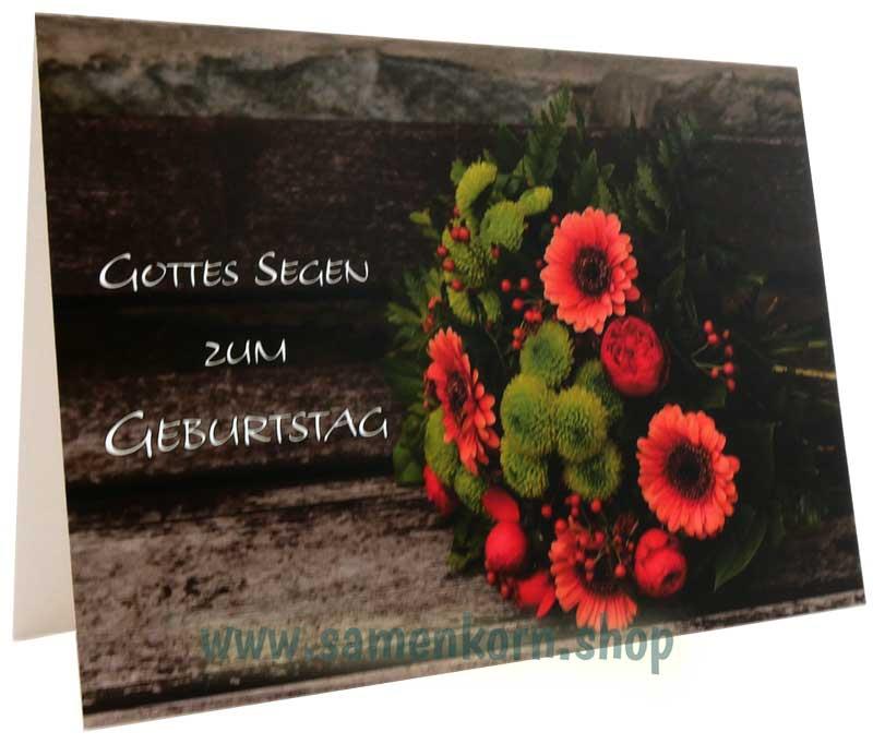 Doppelkarte "Gottes Segen zum Geburtstag" Gerberastrauß