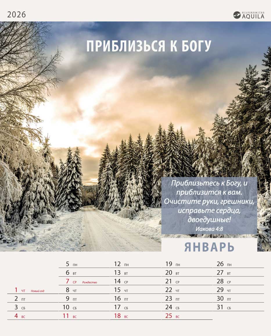 Настенный календарь на 2026 на русском языке