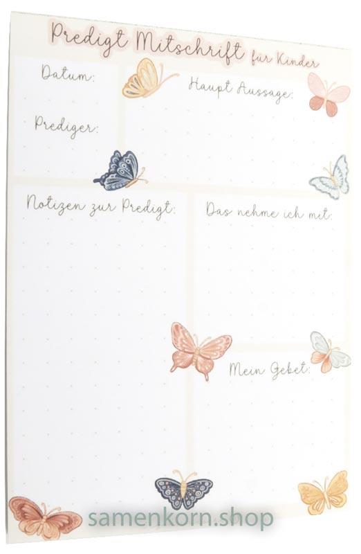 Notizblock DIN A6 / Predigt Mitschrift für Kinder
