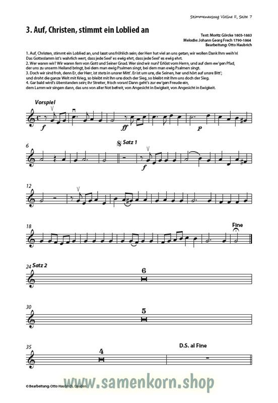 Lobt froh den Herrn / Stimmenauszüge II.Violine / Noten