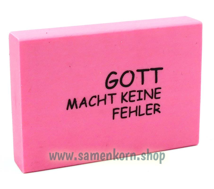 Radiergummi Neon "Gott macht keine Fehler"