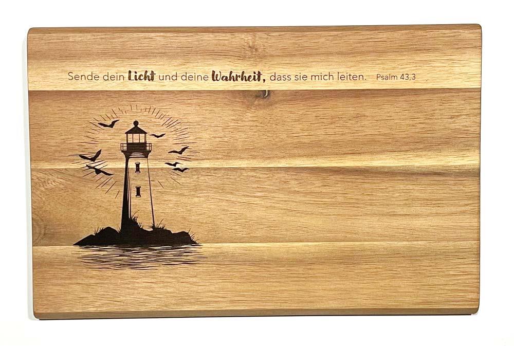 Frühstücksbrettchen "Leuchtturm", Akazienholz
