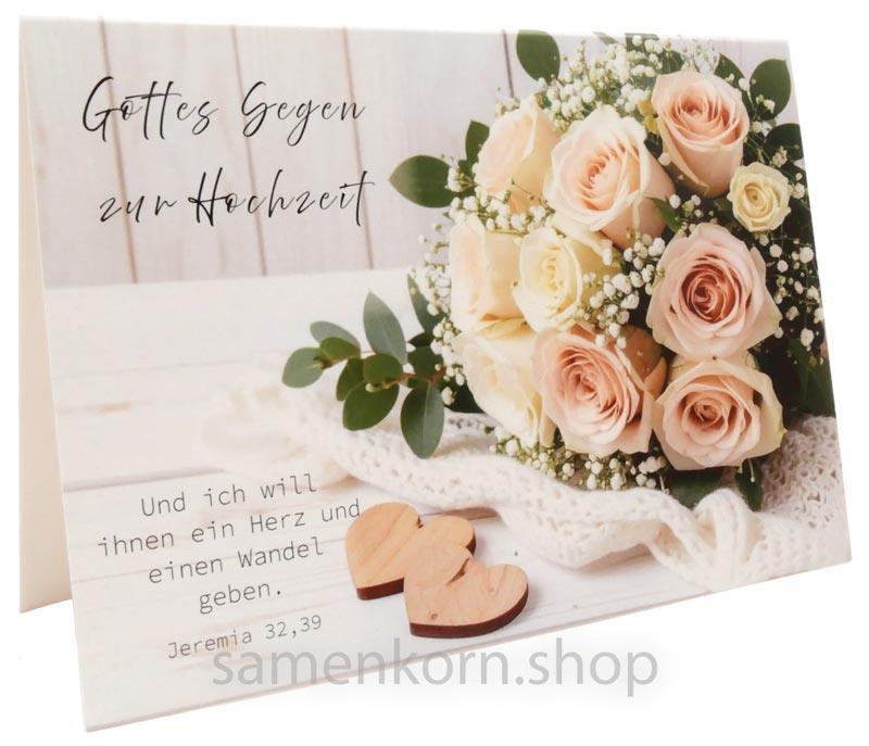 Faltkarte "Gottes Segen zur Hochzeit" Und ich will ihnen...Jeremia 32,39