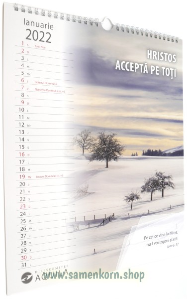 Настенный календарь на 2022 на румынском языке